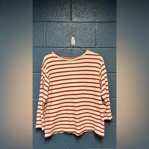 H&M Orange and White Striped Sweatshirt